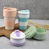 1 Pcs 500ml Portable Folding Coffee Cups For Travel Reusable Silicone Collapsible Cups With Lid Outdoors Camping