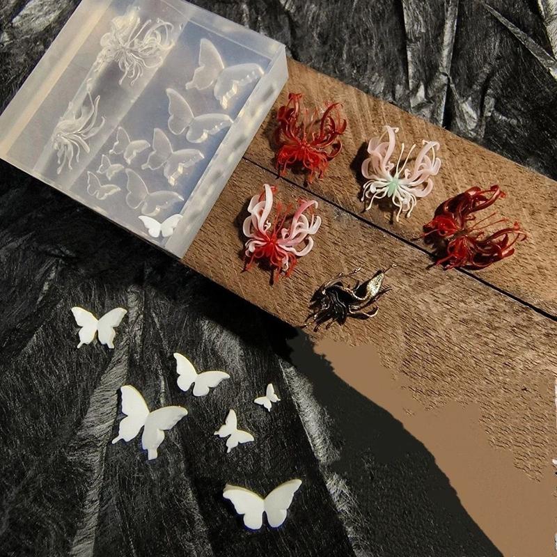 1 Stück Blume Schmetterling Lotus Koi Hirsch 3D Form Nagelkunst Dekorationen Nagelkunst Silikon Schnitzform DIY Design Silikon Nagelform