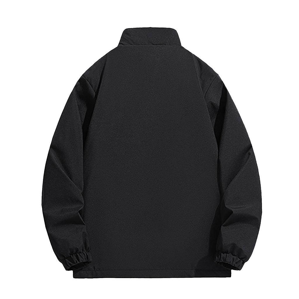 Men's Casual Solid-color Long-sleeved Windproof, Rainproof And Snowproof Jacket, Men's Waterproof Inner Fleece Thickened Warm Coat