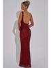 Elegant 2025 Sequin Rhinestone Bodycon Evening Dress with Double Shoulder Strap