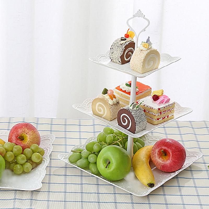 3 Tier Cake Stand Afternoon Tea Wedding Plates Party Tableware Xmas Brithday Cakes, Desserts, Cookies, Fruit Tray
