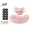 Comfy Fluffy Masque for Parties DIY Therian Kit Plush Furry Fox/Cat Animals with Realistic Fox Tail Eye Mesh Christmas Halloween Masquerade Cosplay