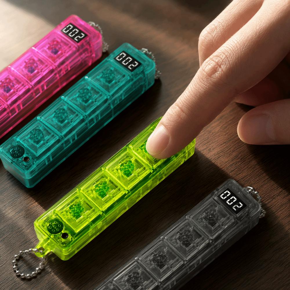 With LED Light Hand Fidget Toy Crystal Clicker Crystal Clicker Keyboard Keychain Travel