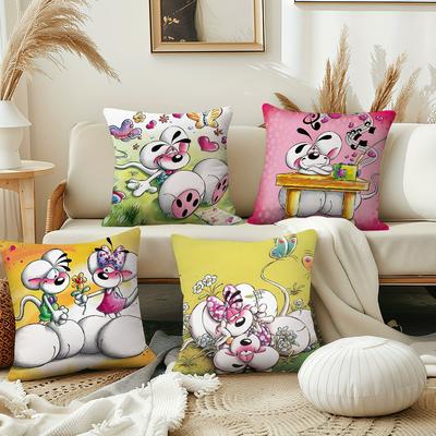 Cartoon D-Diddl Rat Süße Kissenhülle Kissenbezug Dekoration Zimmer Zuhause Sofa Wohnzimmer Büro Auto Nordische Schlichtheit