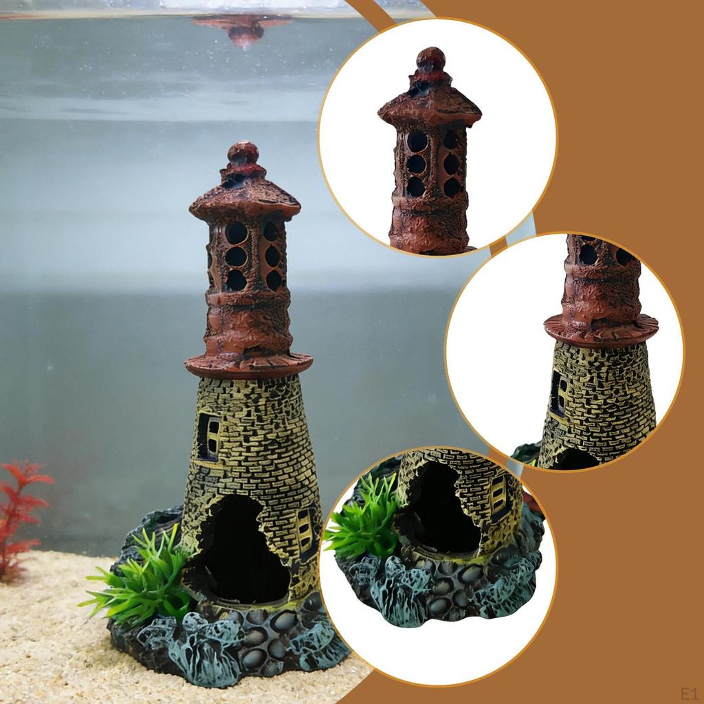 Aquarium Dekoration Ornament Raum Hütte Dekorativ Landschaftlich Tischdeko Leuchtturm Modell