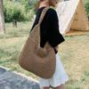 Yogodlns New Grass Women Travel Beach Bags Single Handle Shoulder Bags Grass Large Capacity Tote Bag Hand Woven Bag for Women
