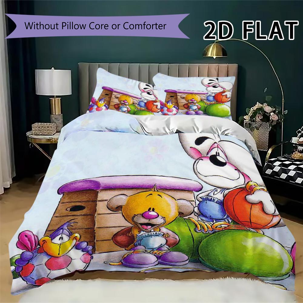 Diddl Pattern Bedding Uilt Set Uilt Cover Pillowcase Home Decoration Birthday Gift (1 * Duvet Cover + 2 * Pillowcase  Without Core)
