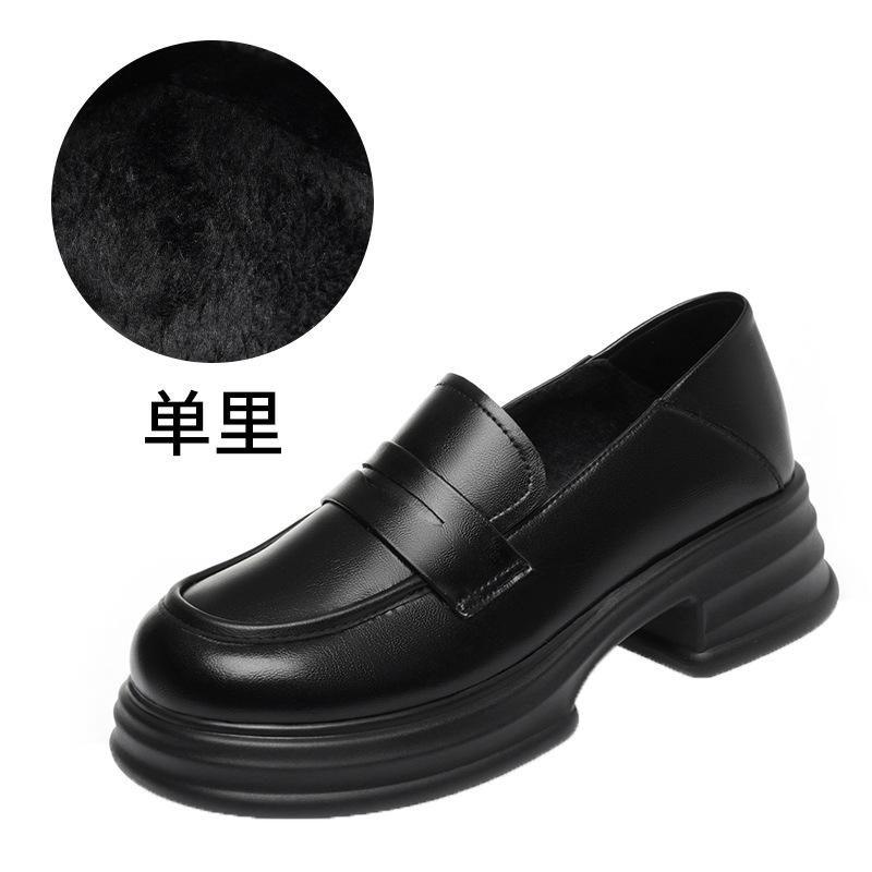 

Платформенные маленькие кожаные туфли женские, новая весенняя женская обувь одинарные туфли черные рабочие туфли британские лоферы 34