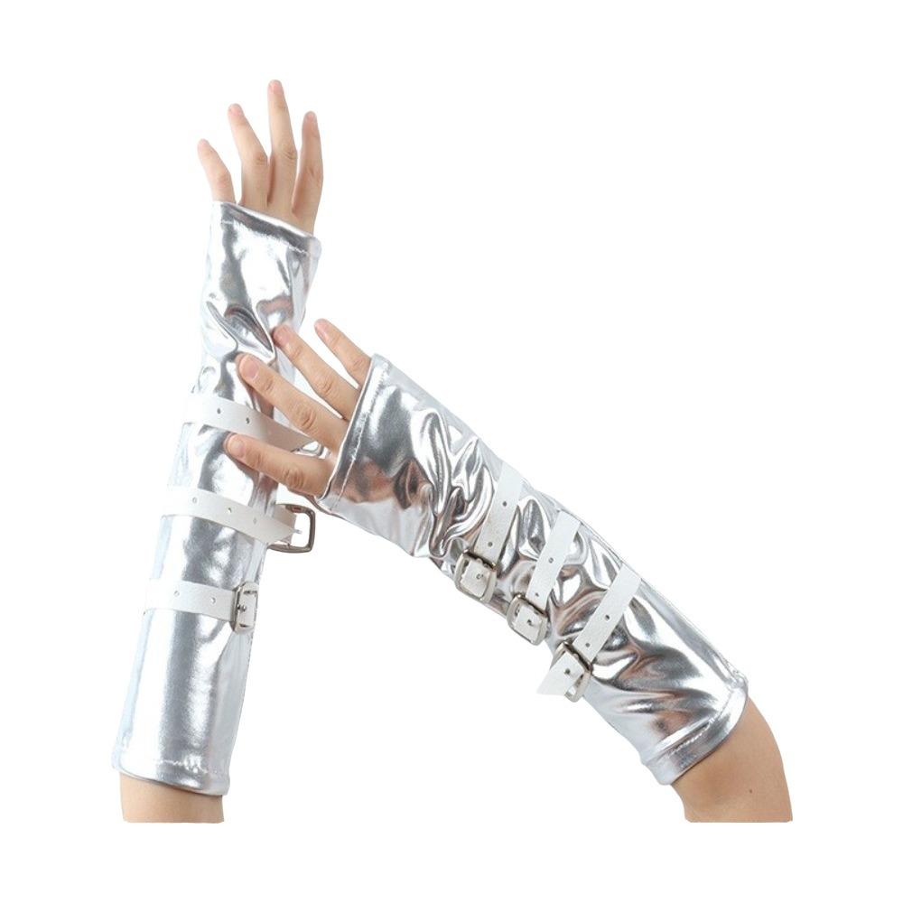 Lacquer Leather Punk Arm Sleeves Solid Color Half-arm Sleeve Gloves Dark Gothic Arm Covers Dance
