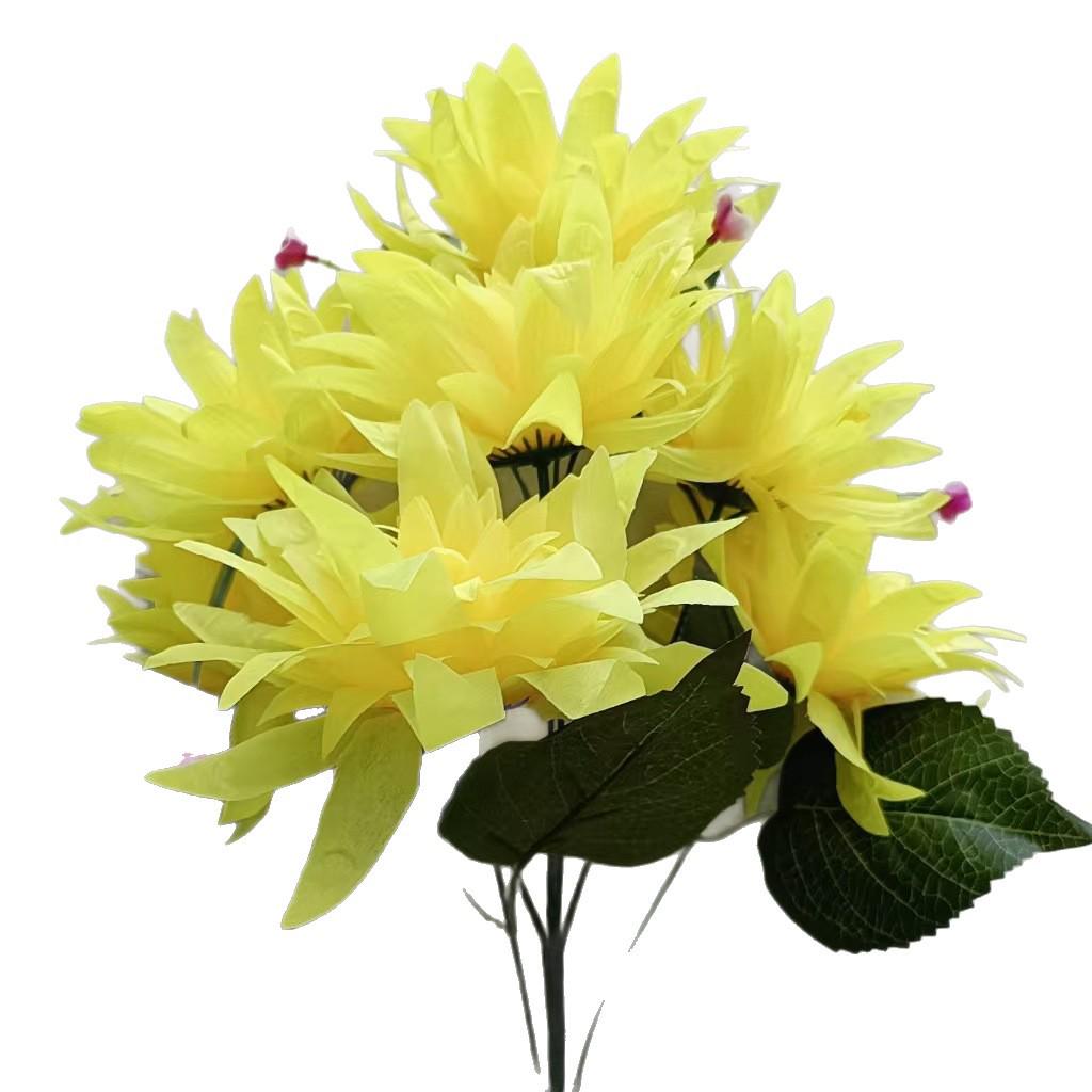 Chrysanthemum Qingming Festival Silk Bouquet: 7 Simulated Silk Flowers for Ancestor Worship and Cemetery Placement