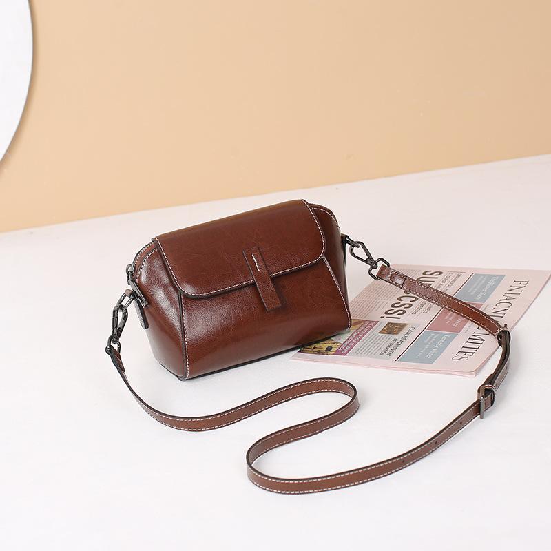 Cowhide crossbody small bag women's new trendy fashion versatile shoulder shell bag niche light luxury leather women's bag