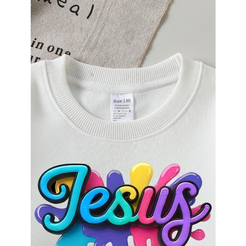 Vibrant -Themed Artwork on A Girls' Crew Neck Sweatshirt, Perfect for Autumn and Winter in A Western Style,