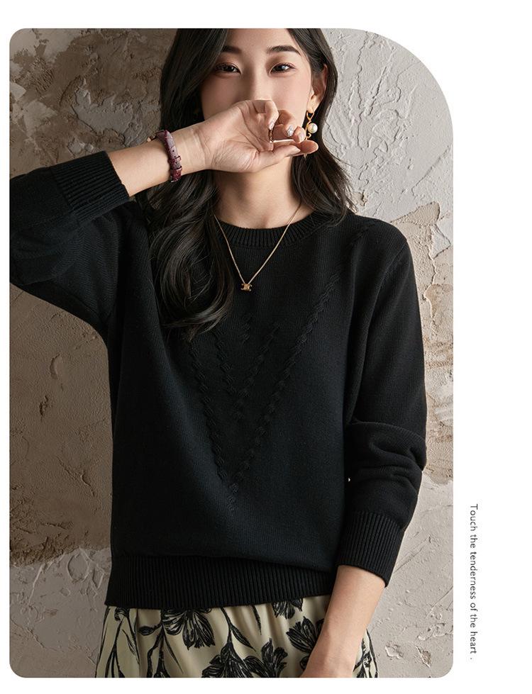 Dámský nadměrný bavlněný svetr z těžké pleteniny jednobarevný - Podzimní/zimní kolekce