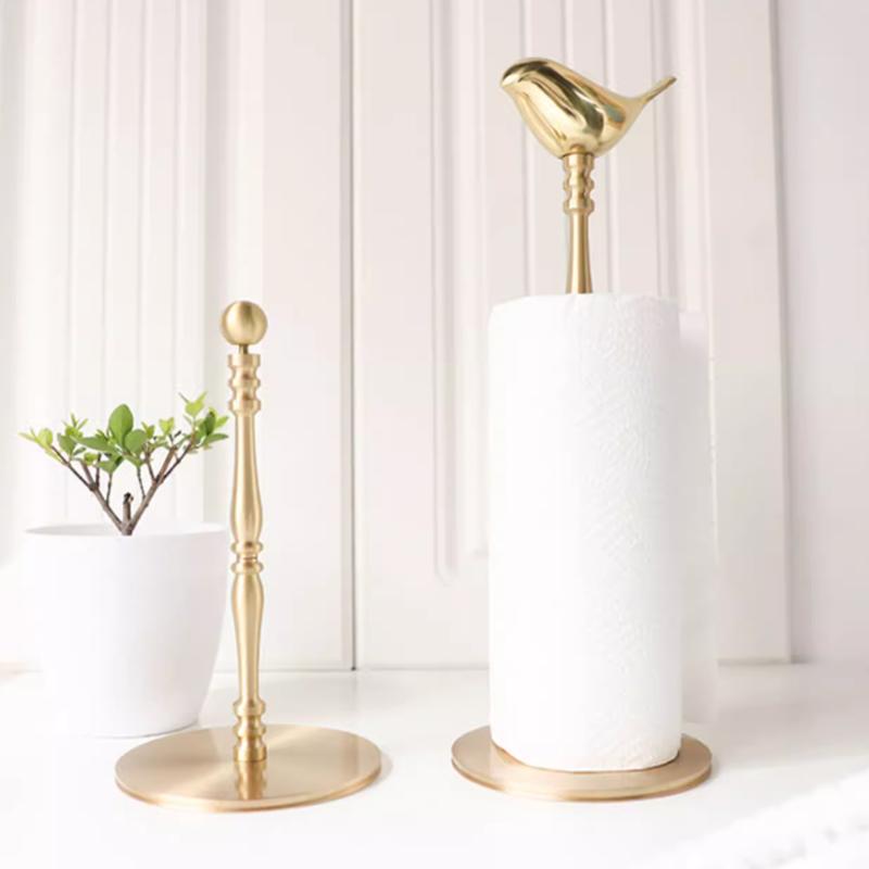 Golden Bird Vertical Tissue Holder Kitchen Storage Roll Holder Table Napkin Storage Rack Modern Home Decor Crafts Brass Material