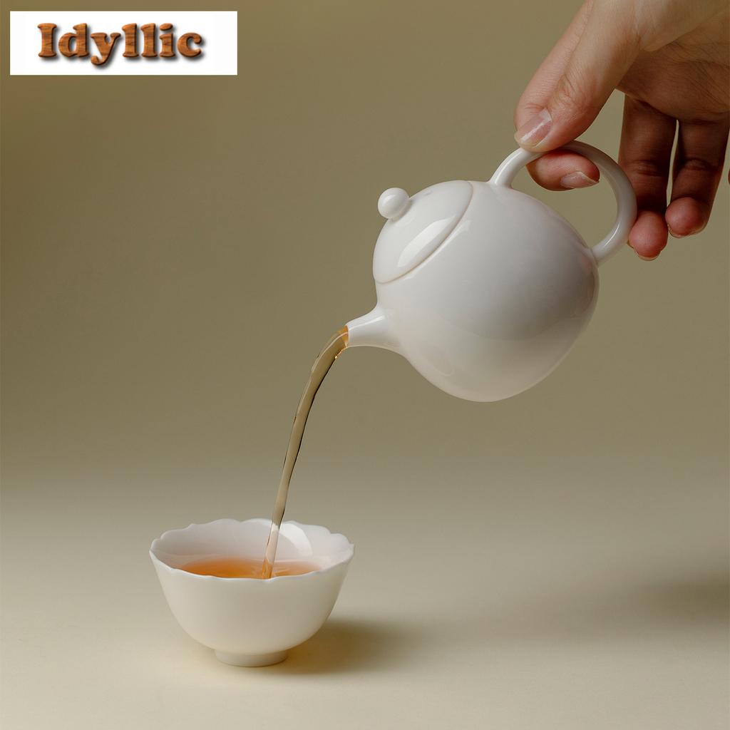 130ml Süße Weiße Glasur Porzellan Drachenei Teekanne Kreativer Tee-Infusionskrug Teekocher Mit Kugelloch Teeceremonie Handwerk
