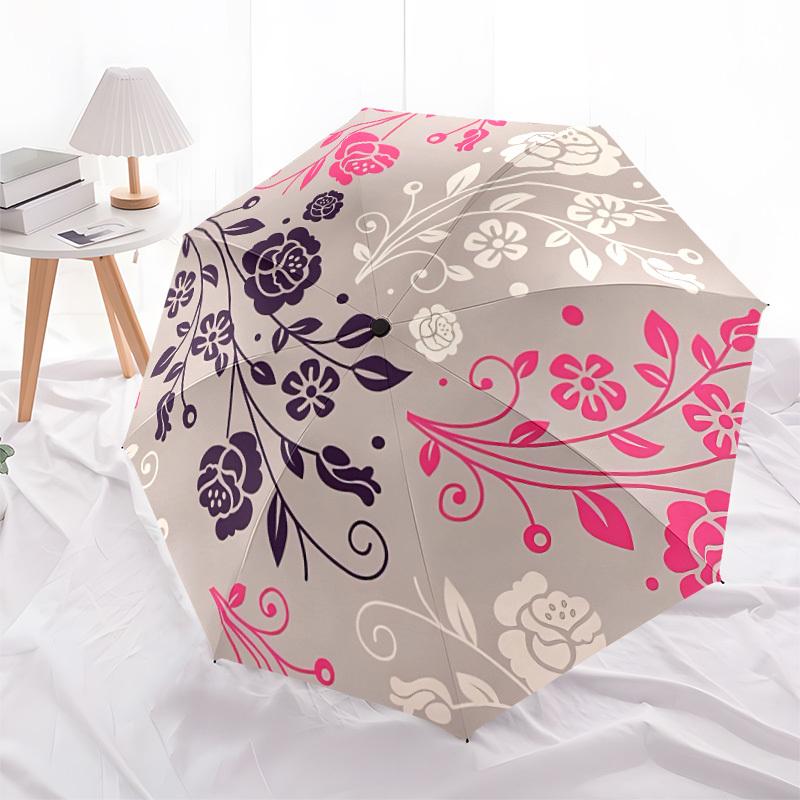 1pc Floral Pattern Automatic Open/Close Umbrella, Compact Travel Umbrella, 8-Rib Sturdy Frame - Ideal Gift for Friends yy251118087