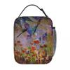 Dragonfly And Flower Painting Insulated Lunch Bag for Women Office Cooler Thermal Food Box Tote Portable Lunch Boxes Container