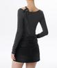 MUSINSA STANDARD WOMAN Women'S Tencel Slim Cut-Out String Long Sleeve T-Shirt [Dark Gray]