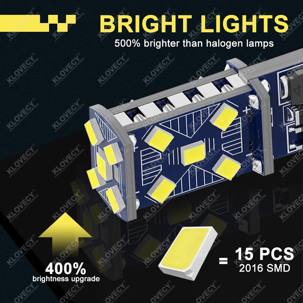 2/10 PCS Super Bright T10 W5W LED Bulbs Canbus 12V 24V 2016-15SMD 6500K White Car Interior Dome Trunk License Wedge Side Lights Dome Lights 6