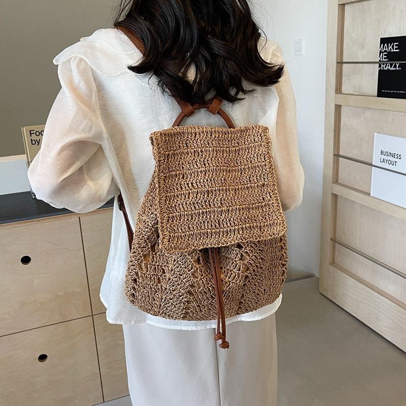 Woven straw bag women's large-capacity new spring and summer backpack casual high-end seaside beach bag
