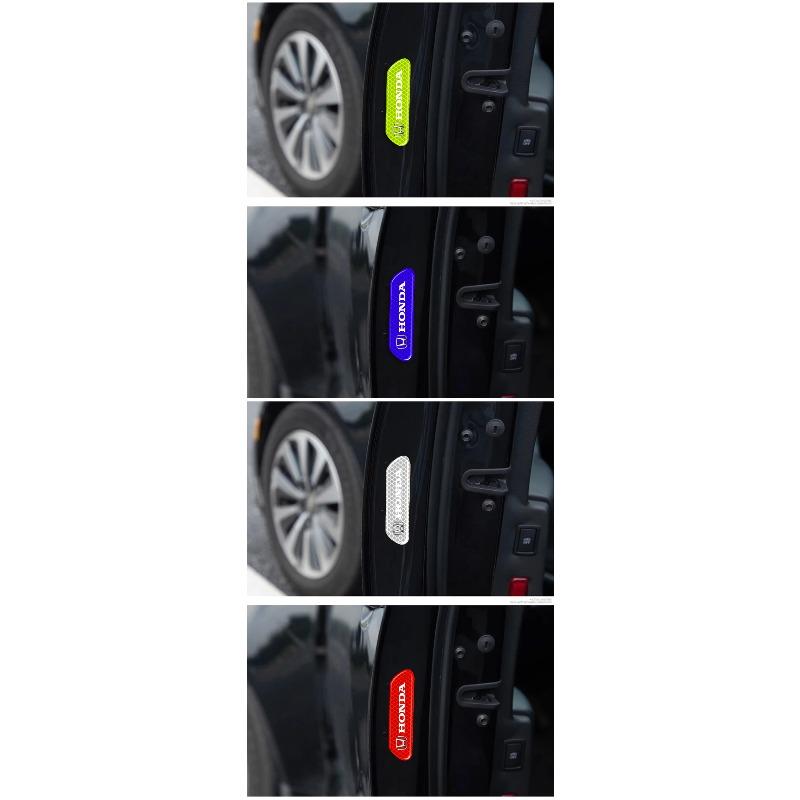 4PCS Car Door Safety Warning Reflective Mark 3D Sticker Car Accessories for Honda Fit Jazz Civic Accord Pilot Passport Stepwgn CRV BRV HRV Insight