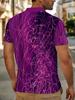 [Printed Design - Not Textured] Purple Collar Neon Light Random Lines Skull Full Print Men'S Polo Shirt