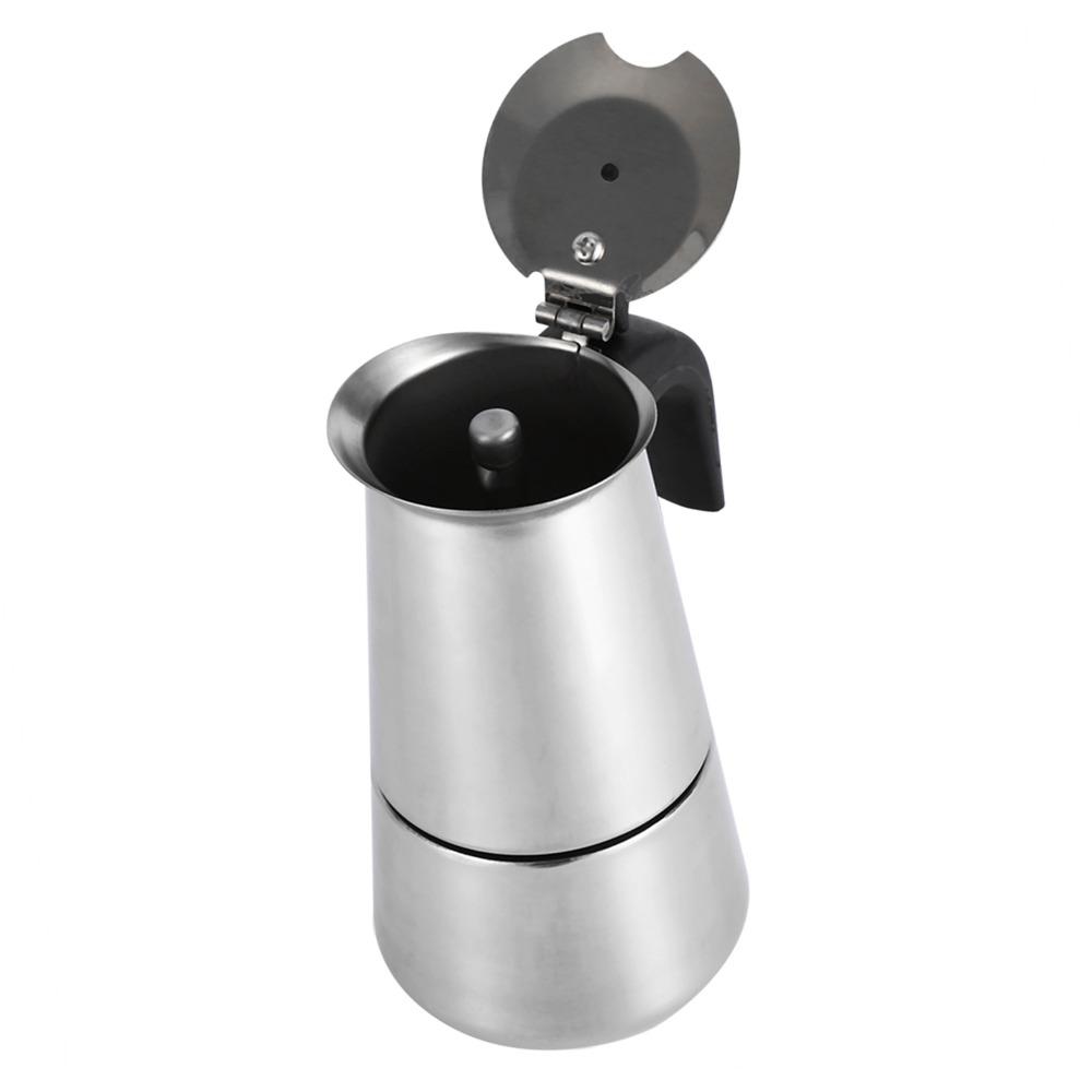 Espresso Stainless Steel Moka Pot 2 Cup 100ml Stovetop Espresso Maker Classic Coffee Maker Office Use