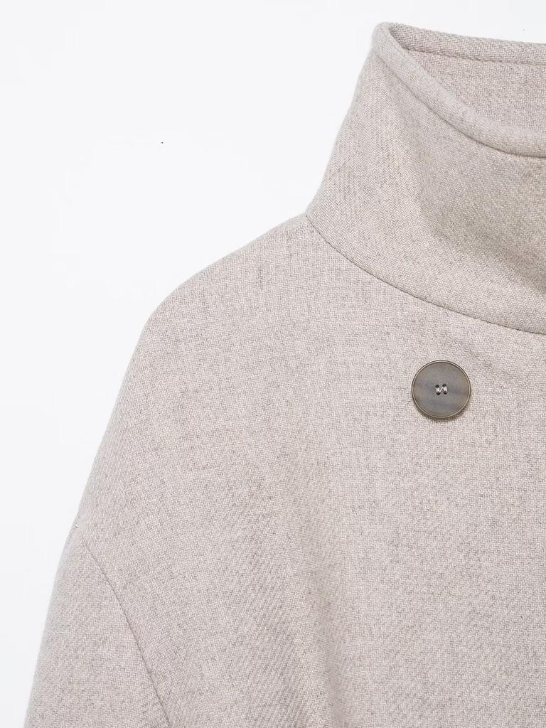European and American Style, New Women's Clothing, Versatile Double-breasted Coat with Buttons, Woolen Coat 7179247.