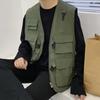 Multi Pockets Buckles Closure Tooling Vest Solid Color Sleeveless Thin Outdoor Cargo Waistcoat for Fishing
