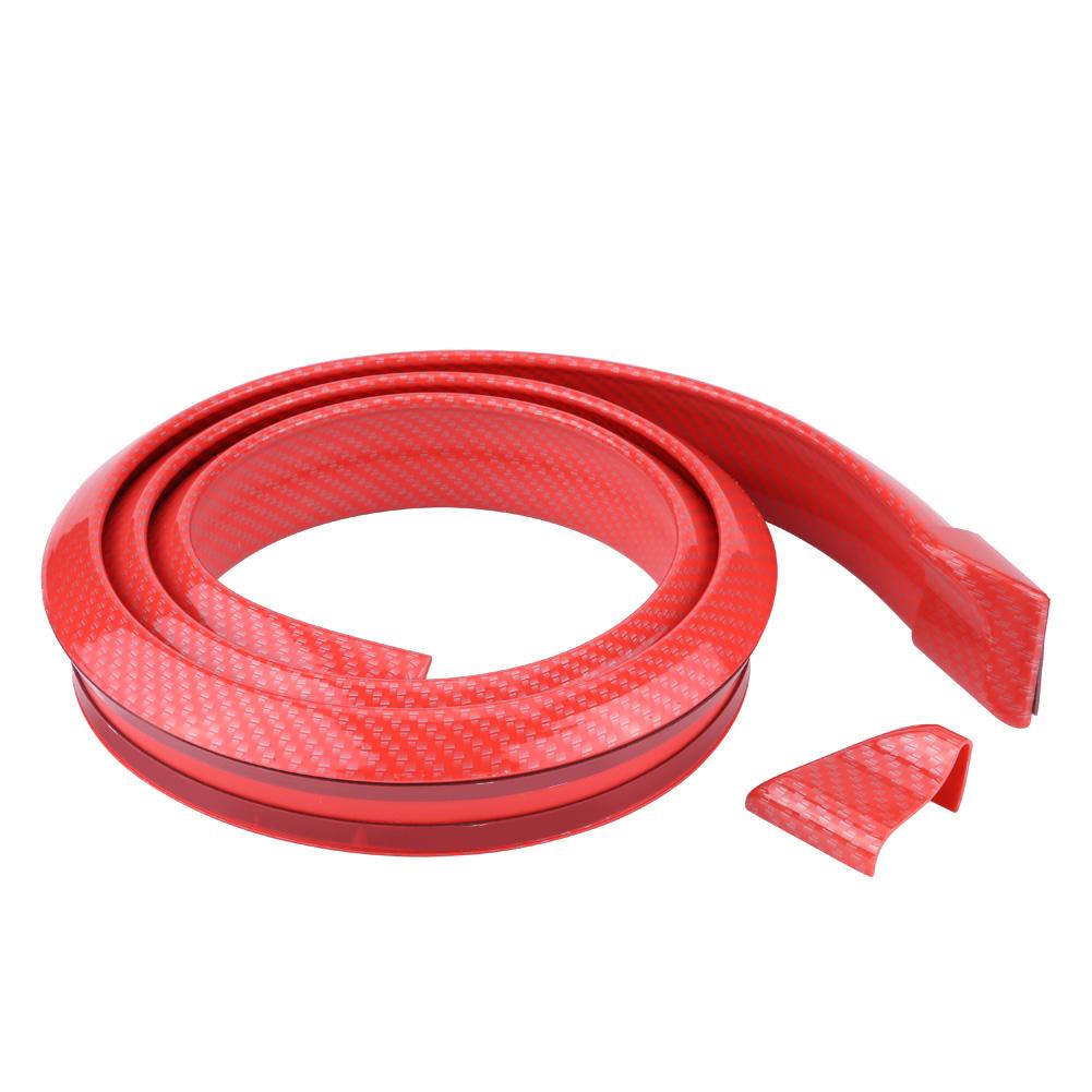 1.5mCelsius4.9ft Carbon   Soft Rubber Car Rear Roof   Spoiler Wing Lip Sticker Red