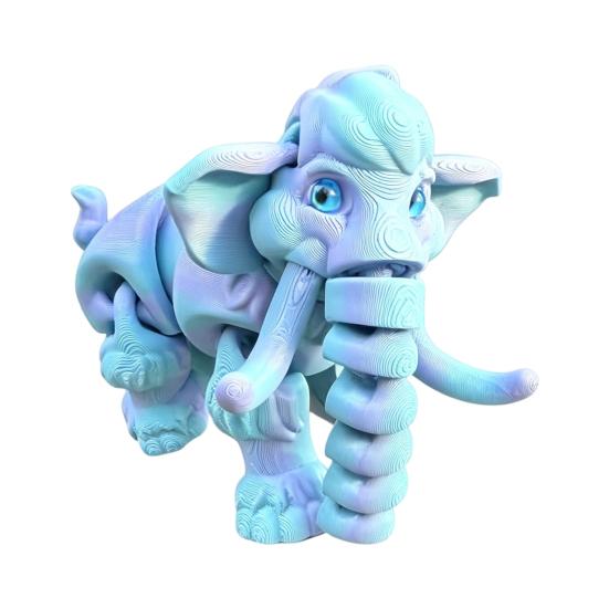 3D Printed Mammoth Figurine, Elephant Ornament with Movable Joints, Kids Stress Relief Animal Fidget Toy for Home Office Small C