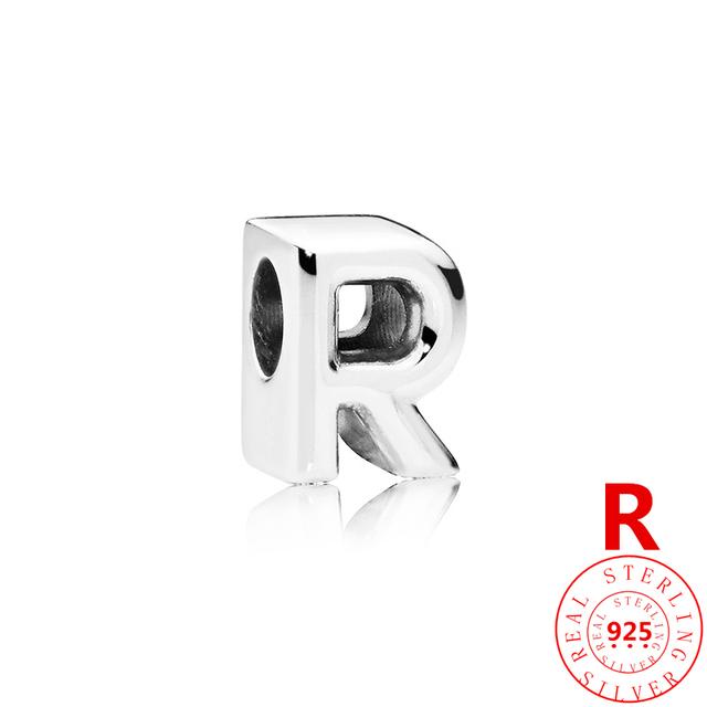 Autentické stříbro 925 Anglické písmeno AZ 26 abeceda klasické korálky vhodné originální módní náramek s přívěskem DIY dámské šperky