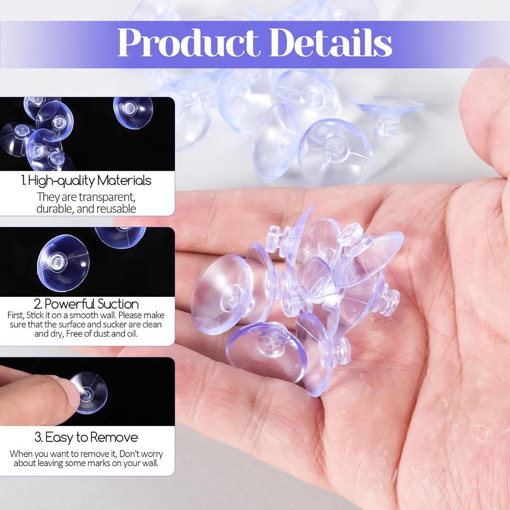 simarro 30Pcs Small Suction Cup, 2cm Glass Suction Without Hooks Extra Strong Adhesive Mini Suction for Home Kitchen Bathroom Wall Door Glass Window