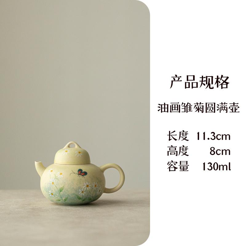 Hand Painted Teapot Underglaze Retro Oil Painting Daisy Small Pot High End Ceramic Tea Set