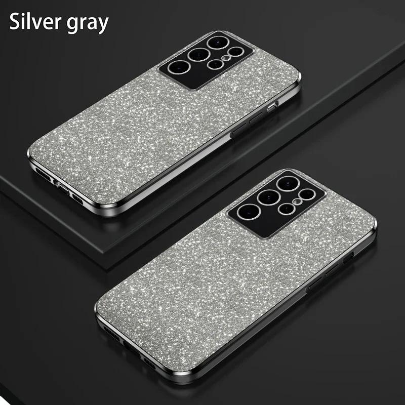 Custodia per Telefono in TPU con Anello Magnetico e Glitter per Samsung Galaxy S25 Ultra S24 S23 FE S22 S21 S20 S10 Plus Note 20 Ultra Pro