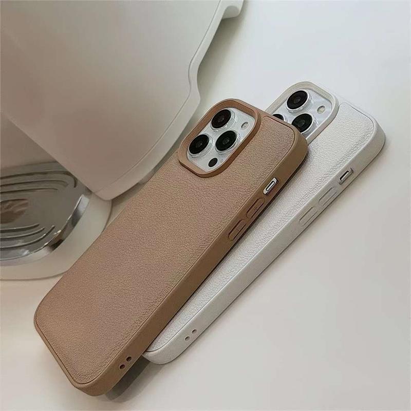 Simple Litchi Texture Phone Case For iPhone 15 14 13 12 11 Pro Max Soft TPU Cover
