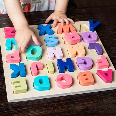Puzzle en bois Montessori pour enfants, jouets pour bébés de 1 à 2 et 3 ans, forme de l'alphabet et des chiffres, jeux éducatifs précoces assortis