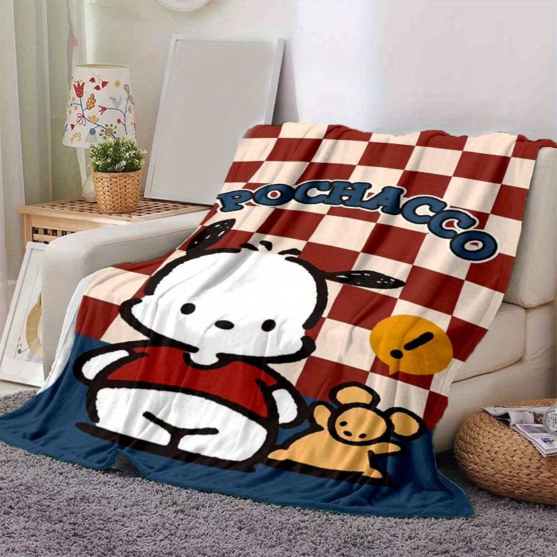 1pc. Cute Pochacco Checkered Pattern Blanket - Perfect for Home, Office, Outdoor Use, Gift Idea, Suitable for Al