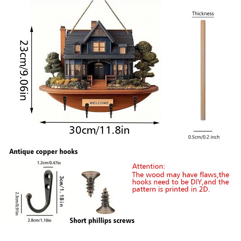 DIY Home Decor Moving Gift Storage Hooks DIY Hooks 2D Flat Cute Wall Hangings Home Storage Wooden Exquisite 30x23cm