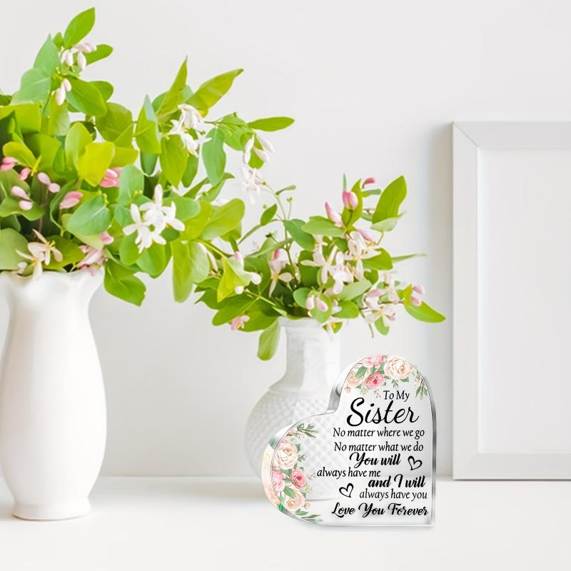2D Flat, Heart-Shaped Acrylic Desk Decor Plaque, Ideal Gift for Birthdays, suitable for wall decoration, porch, room, villa, accents Home, Hallway, or