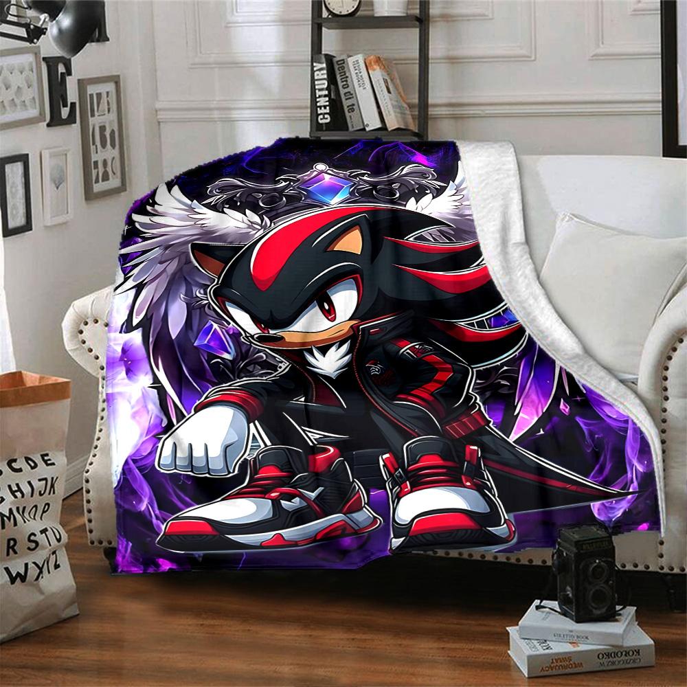 Shadow Hedgehog Artwork Flannel Blanket Super Soft Warm Cozy Blanket For Sofa Bed Office Travel Allseason Home Decor Gift