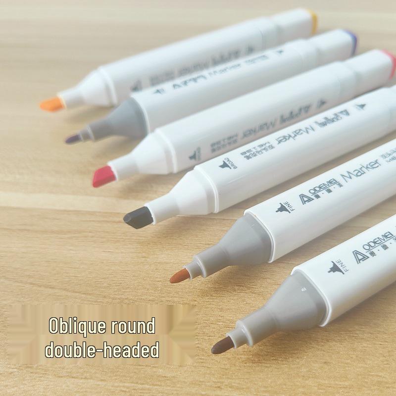 12-Color Double-Ended Marker Pens with Large Square Barrel for Art and Craft