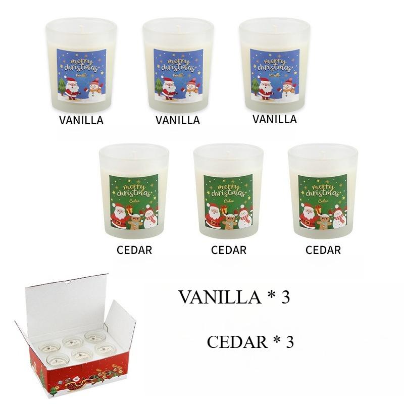 Y 6pcs/box Scented Candles Soy Wax Christmas Lavender Candle Cup Wedding Ceremony Birthday Gift Home Decoration Glass Fragrance