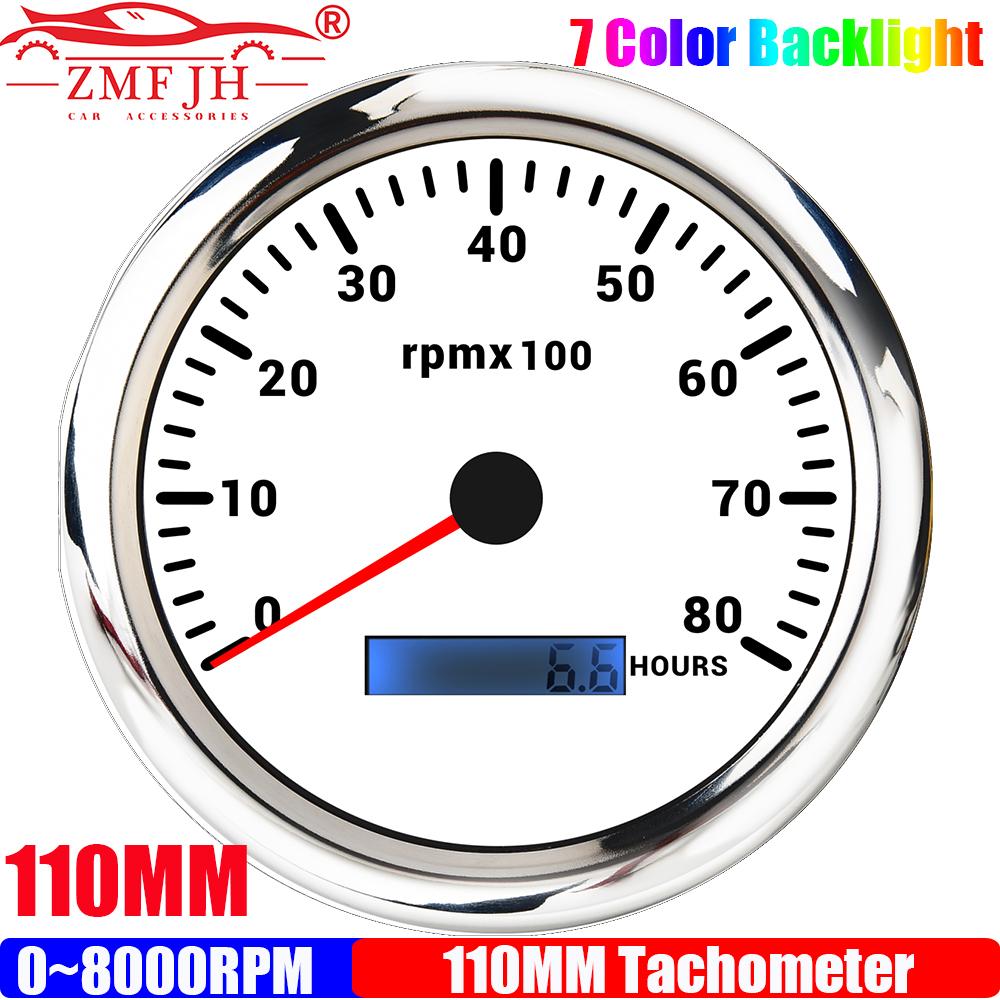 

ZMFJH Waterproof IP67 110MM Tachometer 3000RPM,6000RPM,7000RPM,8000RPM,Tacho Gauge 7 Color for Diesel Petrol Vehicle Car Boat 8000RPM WS