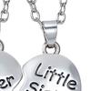 2Pcs/Set Sister Love Necklace Big Sister And Little Sister Necklaces Rainbow Heart Charm Necklace