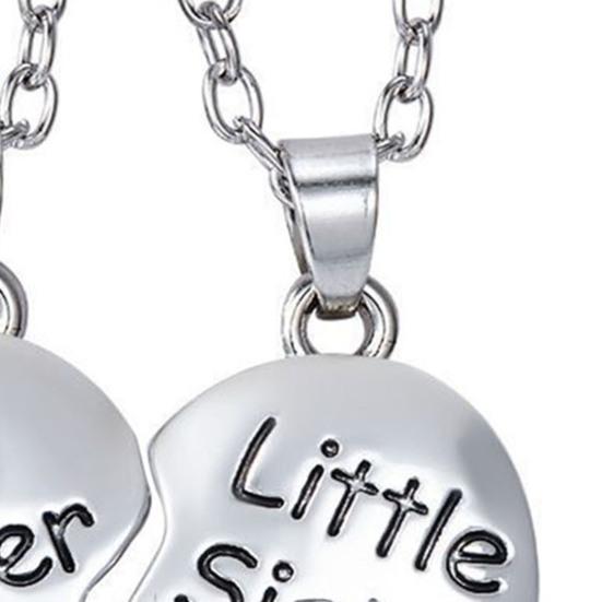 2Pcs/Set Sister Love Necklace Big Sister And Little Sister Necklaces Rainbow Heart Charm Necklace