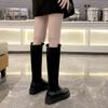 Fashion plus Size Knee High Riding Boots Straight Tube ing Boots Women's Medium Heel Waterproof Platform round Toe PU Leather
