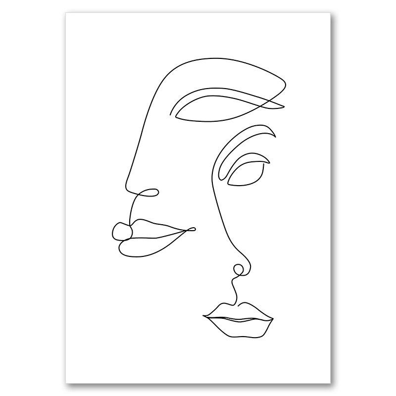 Buy Abstract Lady Line Drawing Picture Home Decor Nordic Canvas ...