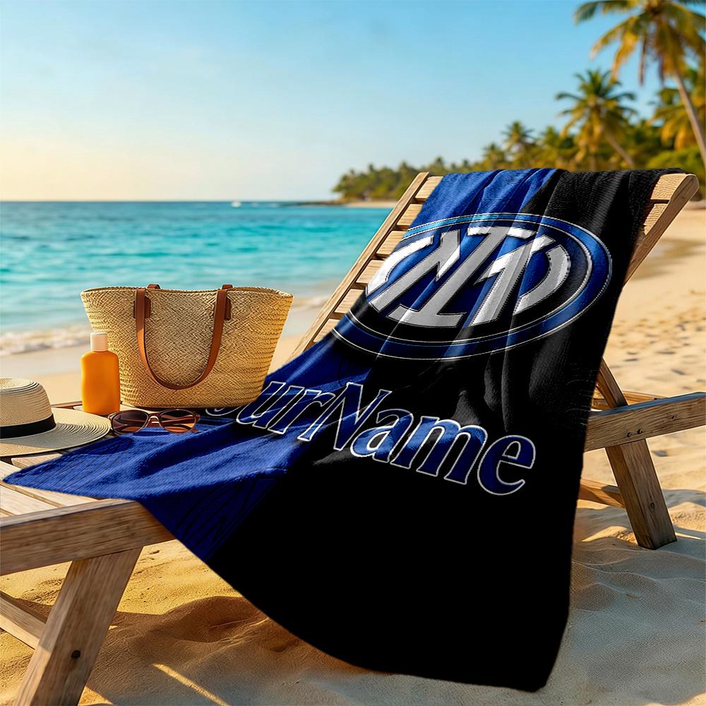 Inter Milan Customize Your Name Beach Towel High Absorbency & Quick-Dry Ideal for Travel Outdoor Swim Pool Yoga Surf Camping Hiking Gym Gift Holiday