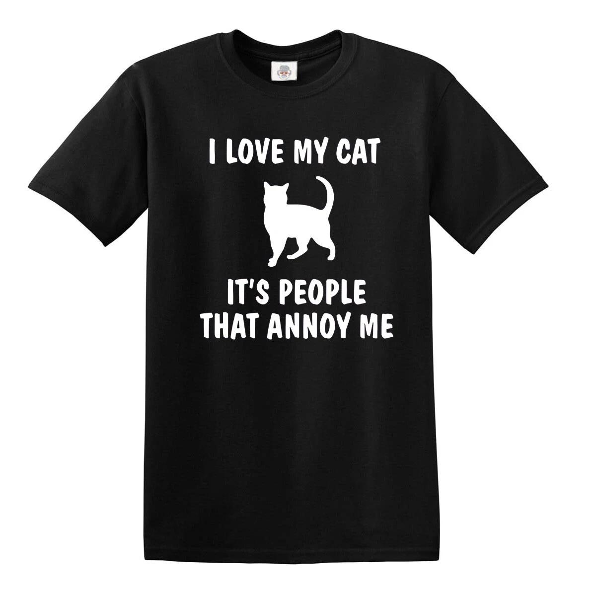 Funny I Love My Cat Unisex T-Shirt Cat Lover Xmas Mens Ladies Funny Gift Top Tee L